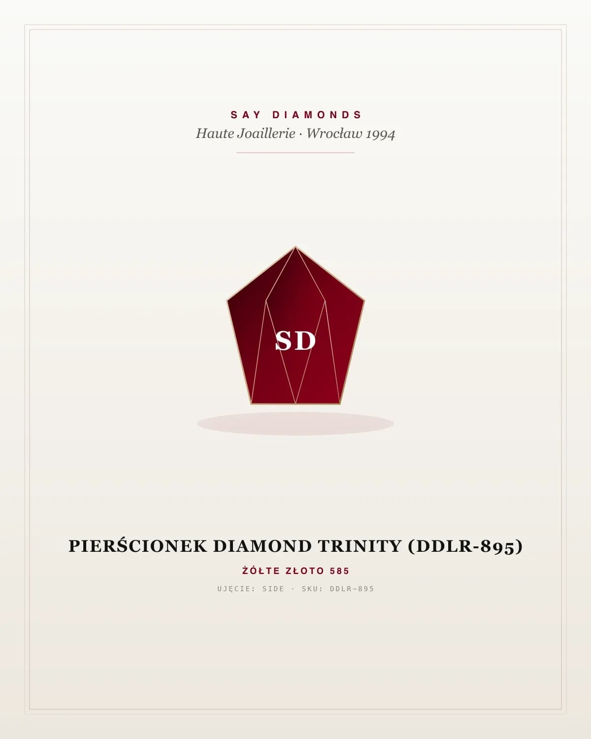 Pierścionek Diamond Trinity (DDLR-895) — Żółte złoto (side)