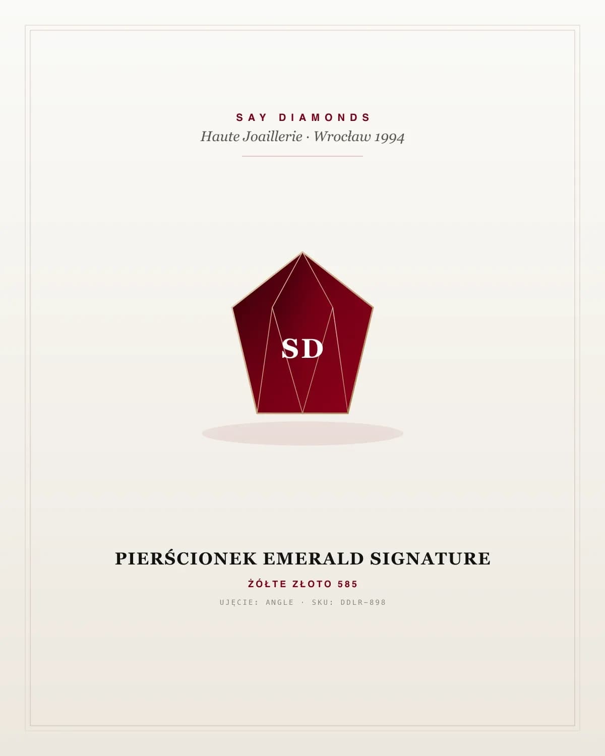 Pierścionek Emerald Signature — Żółte złoto (angle)