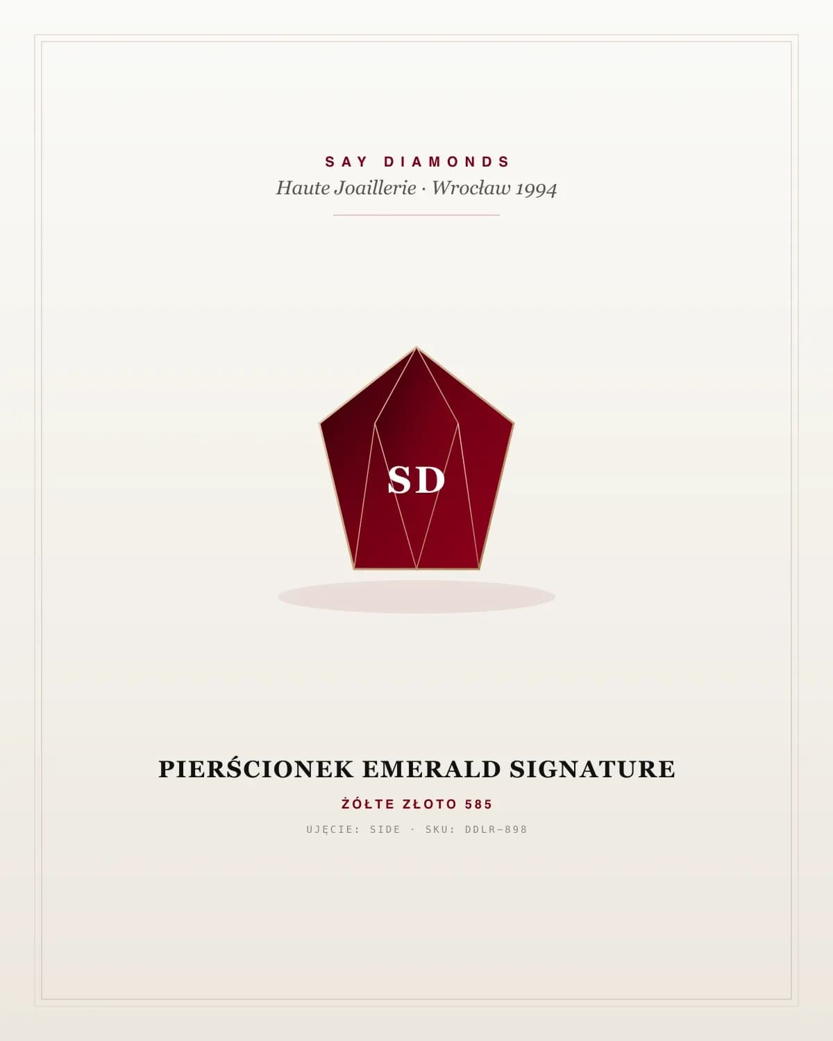 Pierścionek Emerald Signature — Żółte złoto (side)